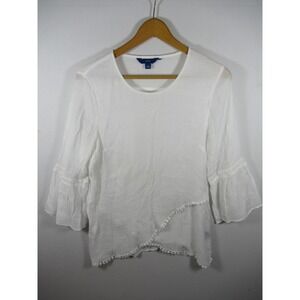 Apt 9 Gauzy Tunic Blouse Women Large White Bell Sleeve Boho